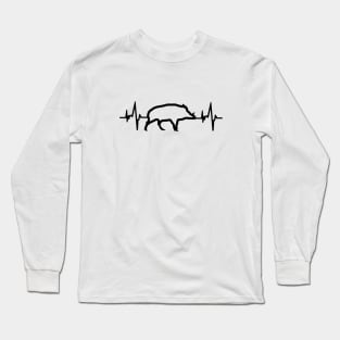 Wild boar heartbeat grandpa hunter chasing ECG fox Long Sleeve T-Shirt